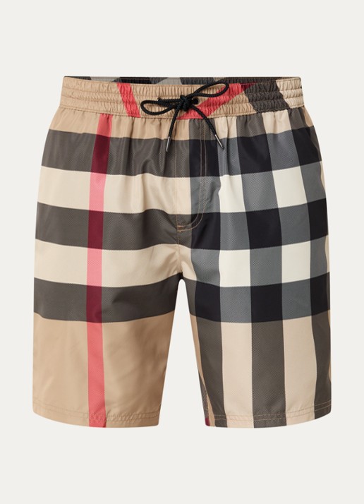 Burberry Zwemshorts met ruitdessin - voorkant beige