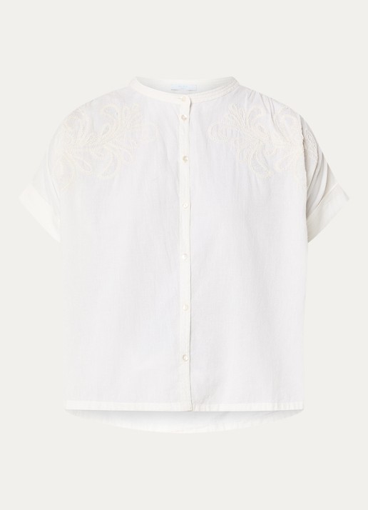 by-bar Ally blouse met borduring - voorkant 2 gebroken wit