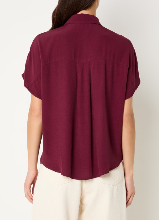 by-bar Barley blouse van crêpe  - achterkant bordeauxrood