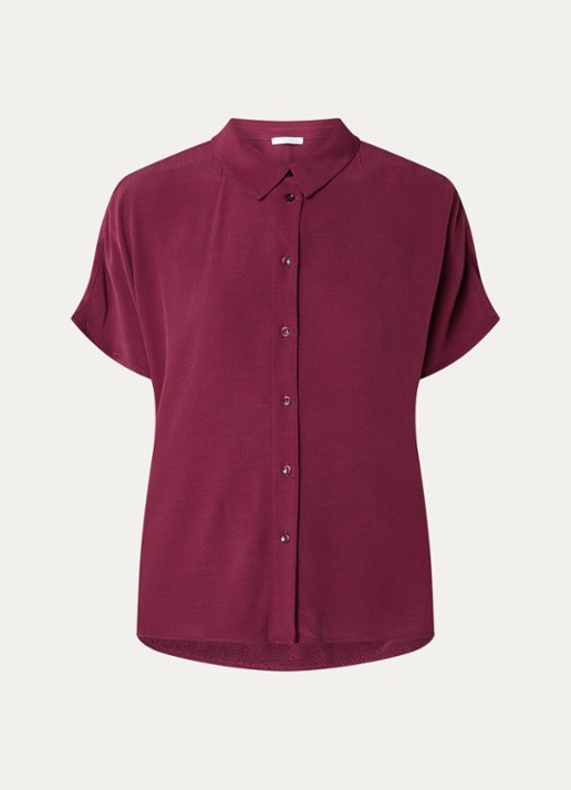 by-bar Barley blouse van crêpe  - voorkant 2 bordeauxrood