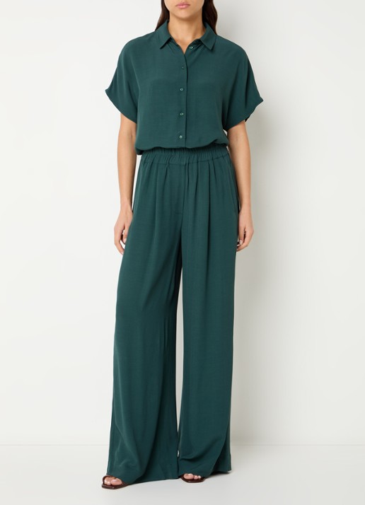 by-bar Barley blouse van crêpe  - voorkant 3 zeegroen
