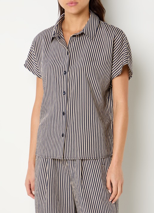 by-bar Barley blouse van satijn met streepprint