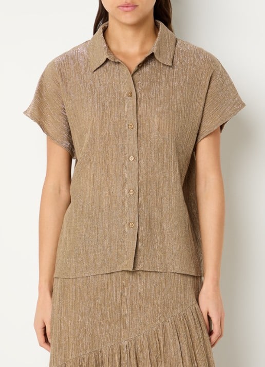 by-bar Barley semi-transparante blouse met ribstructuur en lurex