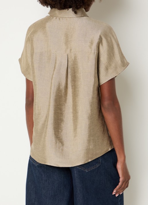 by-bar Barly blouse in linnenblend - achterkant 3 khaki
