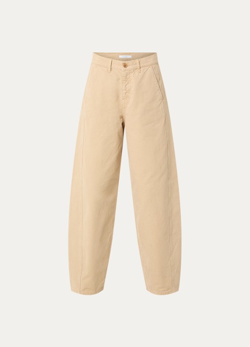 by-bar Barth high waist straight fit broek met steekzakken - voorkant beige