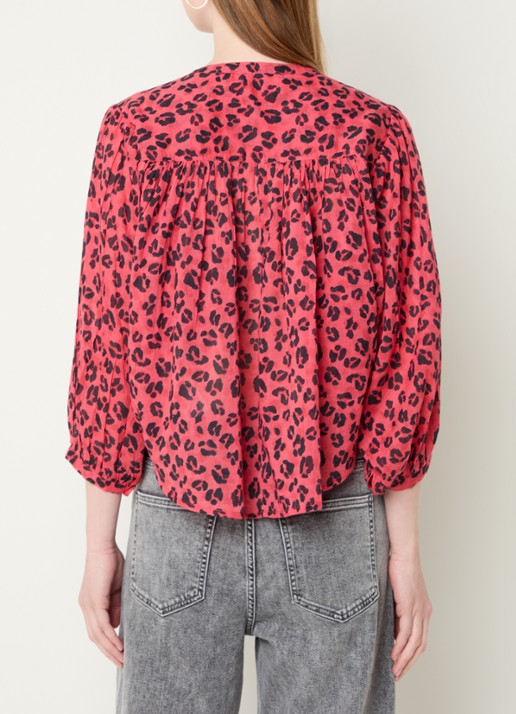 by-bar Becky blouse met panterprint - achterkant 4 rood