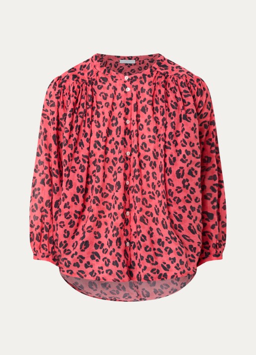 by-bar Becky blouse met panterprint - voorkant 2 rood
