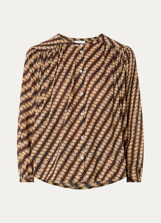by-bar Becky blouse met print - voorkant bruin