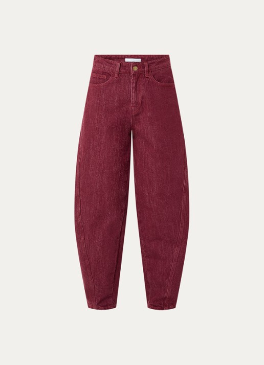 by-bar Begum high waist balloon fit jeans met gekleurde wassing - voorkant rood