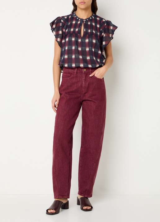 by-bar Begum high waist balloon fit jeans met gekleurde wassing - voorkant 2 rood