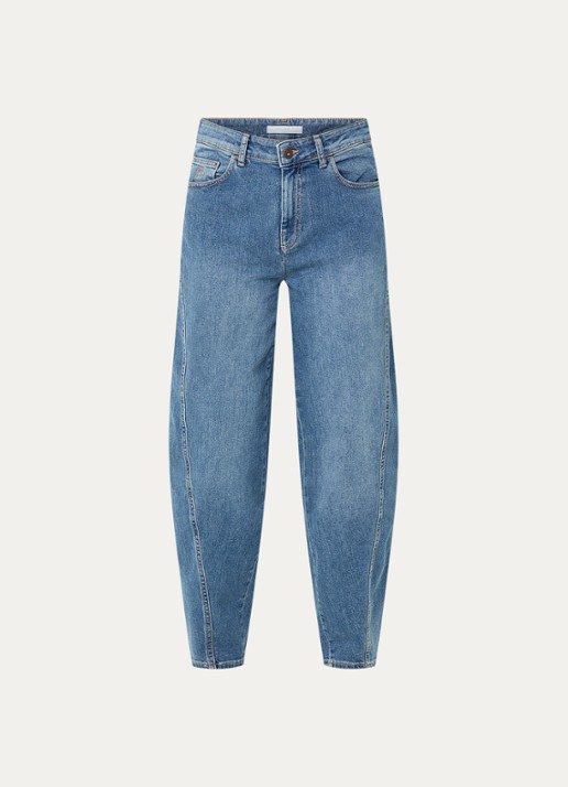 by-bar Begum high waist loose fit jeans met medium wassing - voorkant 2 indigo