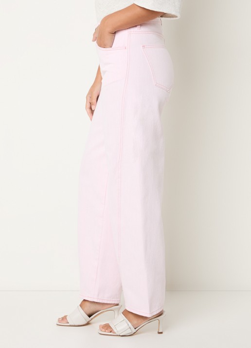 by-bar Begum high waist straight leg jeans met gekleurde wassing - detail 5 lichtroze