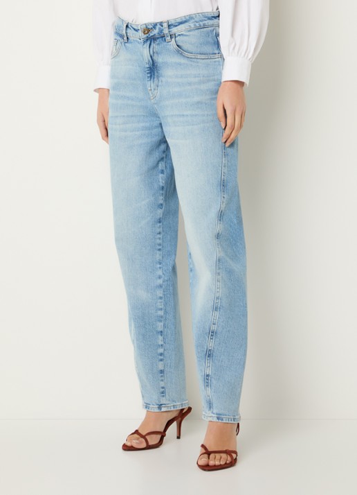 by-bar Begum high waist straight leg jeans met lichte wassing