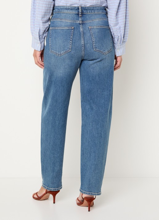 by-bar Begum high waist tapered jeans met medium wassing - achterkant indigo