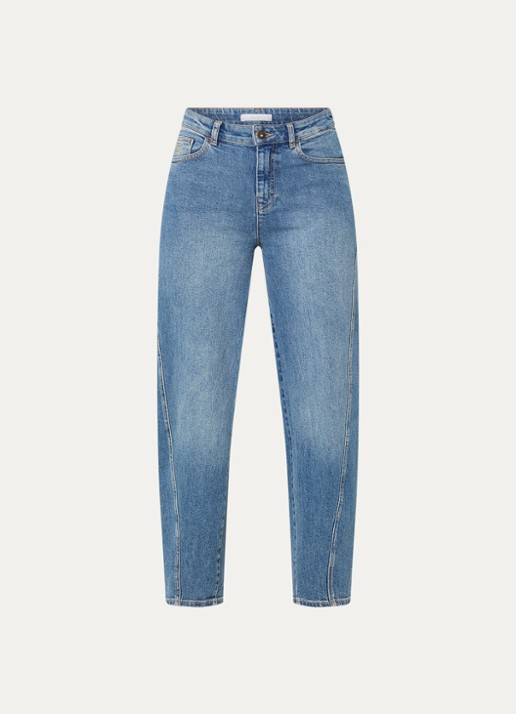 by-bar Begum high waist tapered jeans met medium wassing - voorkant 4 indigo