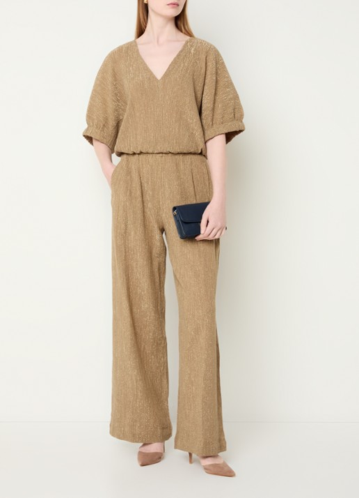 by-bar Benji high waist loose fit pantalon met lurex - voorkant 2 goud