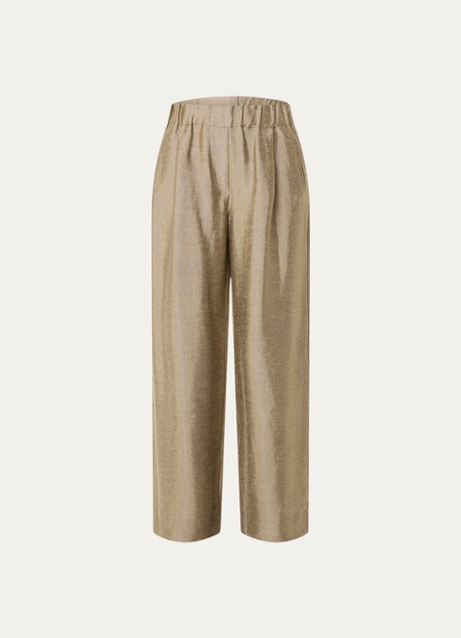 by-bar Benji high waist loose fit pantalon met lurex - voorkant 3 zand