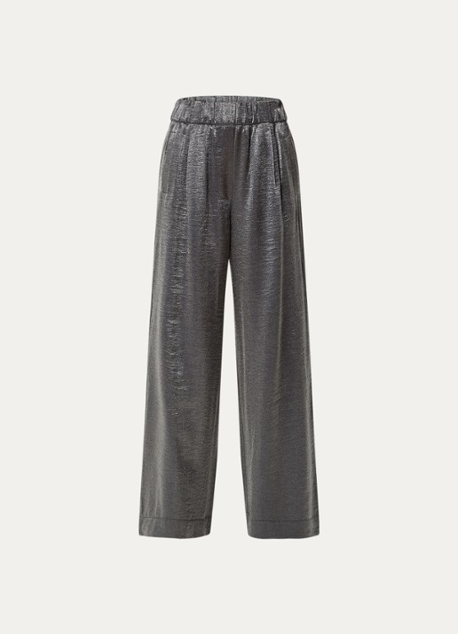 by-bar Benji high waist loose fit pantalon met metallic finish - voorkant 3 antraciet