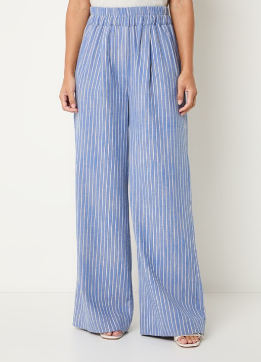 by-bar Benji high waist loose fit pantalon met streepprint