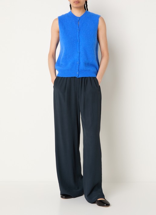 by-bar Benji high waist wide fit broek met steekzakken  - voorkant 3 donkergrijs