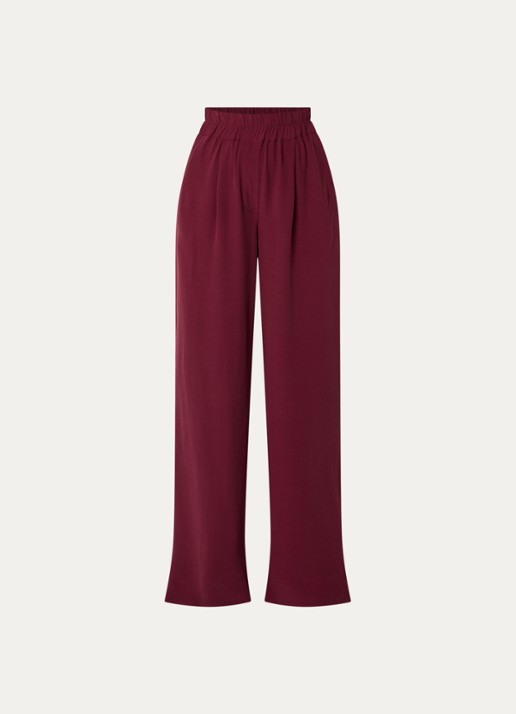 by-bar Benji high waist wide fit palazzo broek met steekzakken - voorkant 2 bordeauxrood