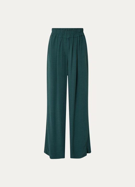 by-bar Benji high waist wide fit palazzo broek met steekzakken - voorkant 2 groen