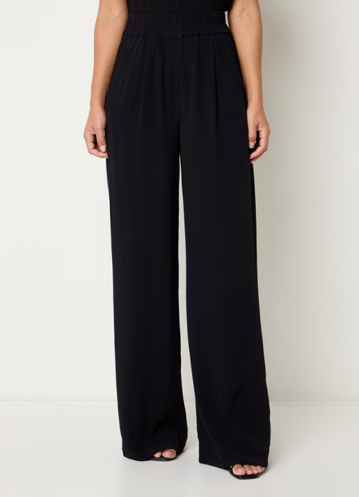 by-bar Benji high waist wide fit pantalon met steekzakken - detail 4 zwart