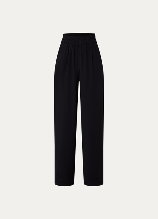 by-bar Benji high waist wide fit pantalon met steekzakken - voorkant zwart