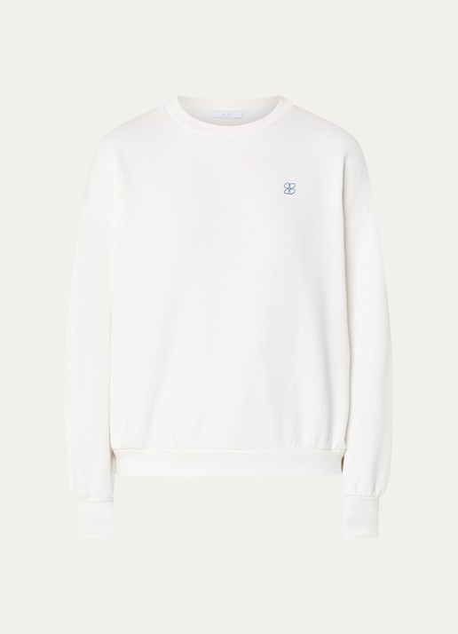 by-bar Bibi sweater met borduring en backprint - voorkant 3 gebroken wit
