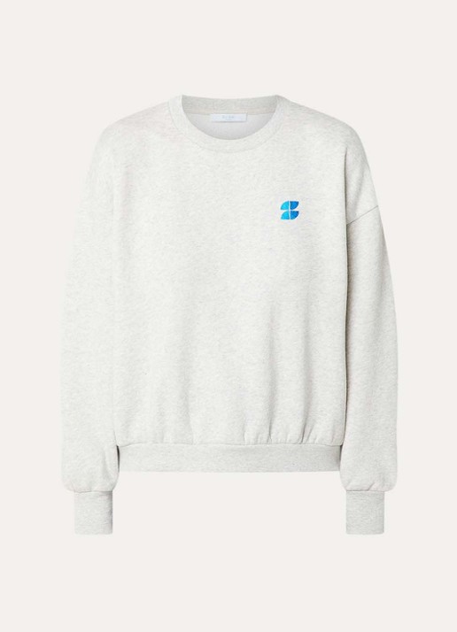 by-bar Bibi sweater met front- en backprint - voorkant grijsmele