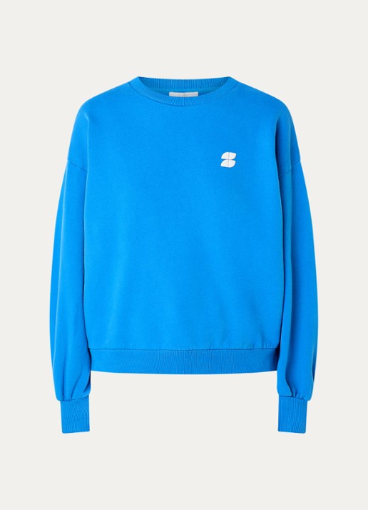 by-bar Bibi sweater met front- en backprint - voorkant 2 blauw