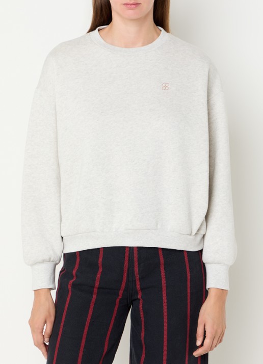 by-bar Bibi sweater met logo- en backprint - achterkant 3 grijsmele
