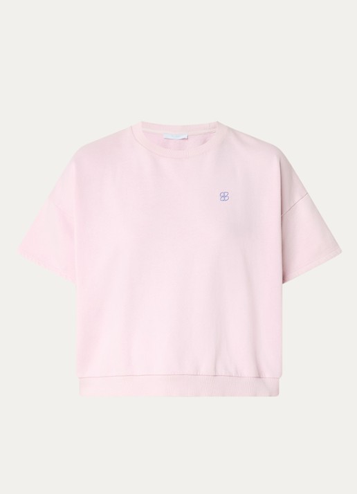 by-bar Bobbi sweater met logoborduring - voorkant 2 roze