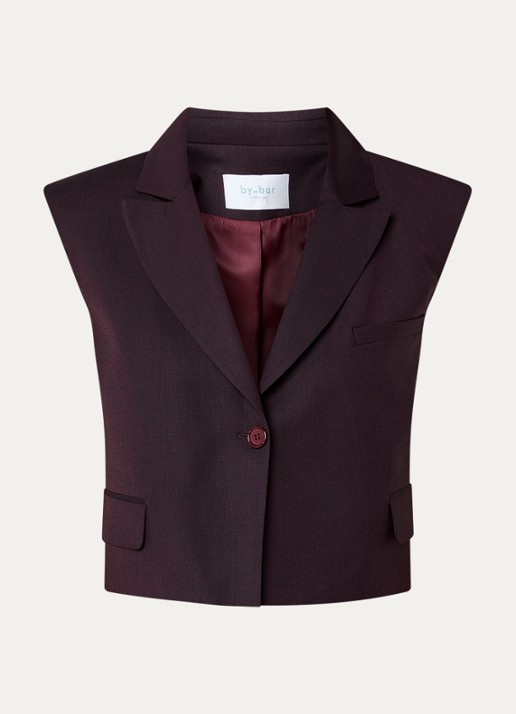 by-bar Bobi cropped gilet met borst- en klepzakken - voorkant 2 bordeauxrood
