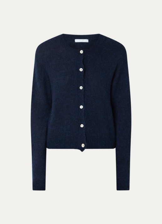 by-bar Cleo fijngebreid vest in alpaca wolblend - voorkant 3 donkerblauw