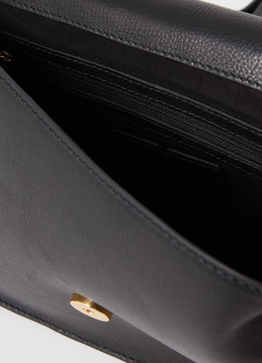 by-bar Crossbodytas van leer met afneembare schouderriem - detail 3 zwart