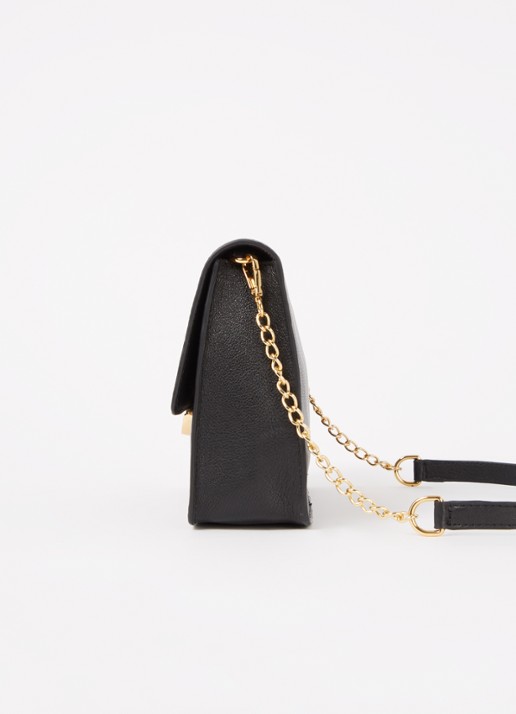by-bar Crossbodytas van leer met afneembare schouderriem - detail 4 zwart