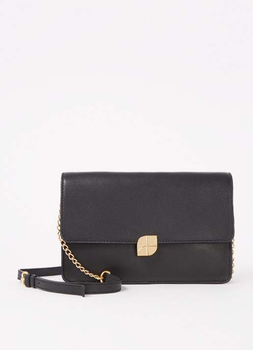 by-bar Crossbodytas van leer met afneembare schouderriem