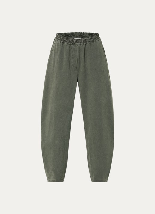 by-bar Davi high waist wide fit broek met steekzakken - voorkant 3 bronsgroen