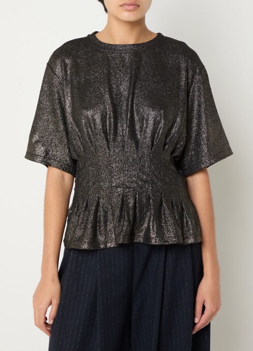 by-bar Diva top met peplum en lurex