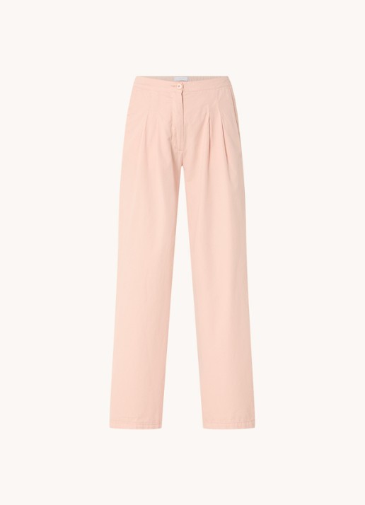 by-bar Dune high waist wide fit chino met steekzakken - voorkant zalmroze