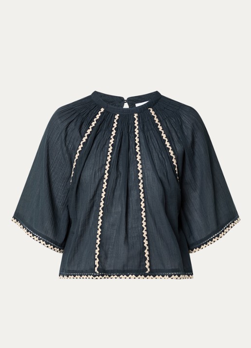 by-bar Emmi tuniek met borduring - voorkant antraciet