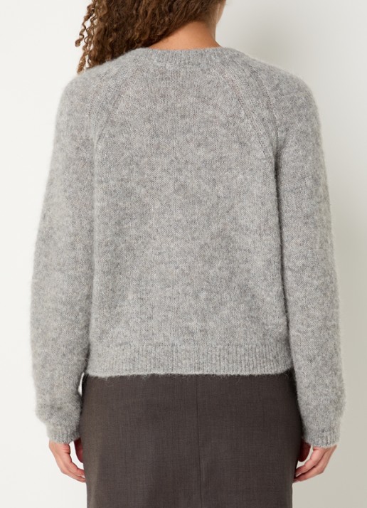 by-bar Falon grofgebreid vest in alpaca wolblend - achterkant 4 grijsmele