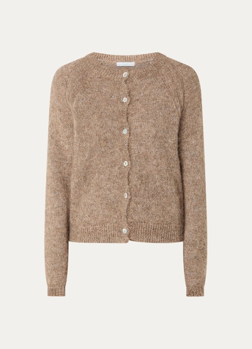 by-bar Falon grofgebreid vest in alpaca wolblend - voorkant 3 zand