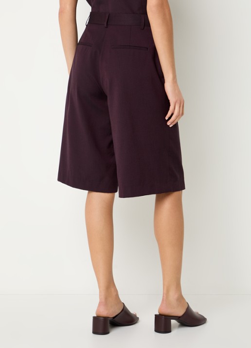 by-bar Finn high waist straight fit korte pantalon met plooidetail - achterkant 4 bordeauxrood