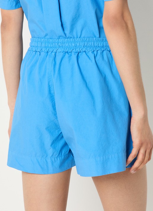 by-bar High waist wide fit korte broek met steekzakken - achterkant 4 blauw