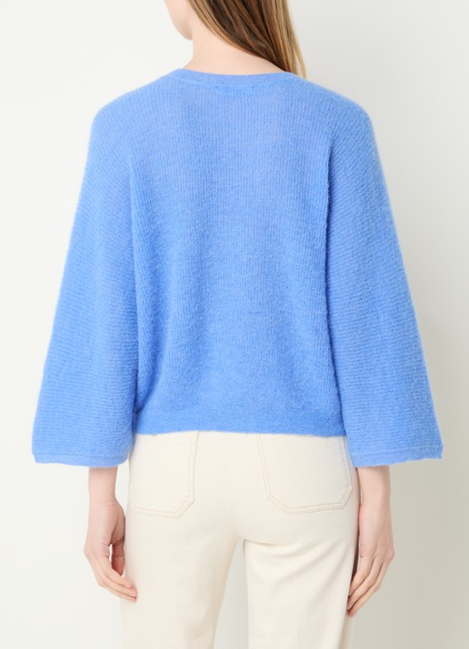 by-bar Indra grofgebreid vest in alpaca wolblend - achterkant blauw