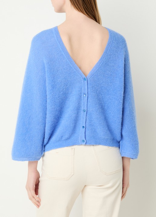 by-bar Indra grofgebreid vest in alpaca wolblend - detail 3 blauw