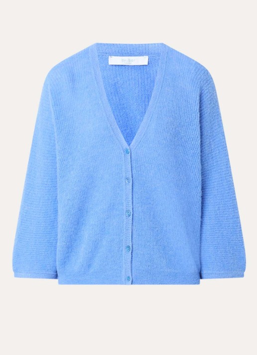 by-bar Indra grofgebreid vest in alpaca wolblend - voorkant 4 blauw