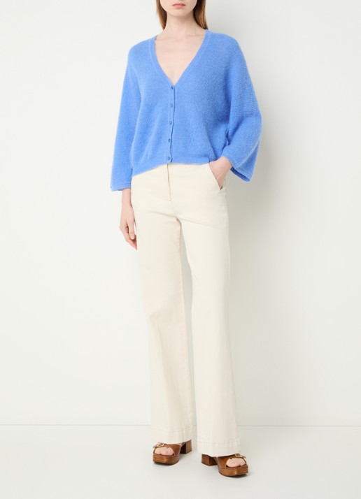 by-bar Indra grofgebreid vest in alpaca wolblend - voorkant 5 blauw
